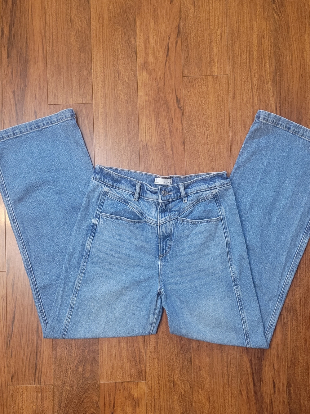 LOFT Womens Light Blue Relaxed Fit Jeans Wide Leg Size 6